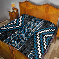 Azure Tukutuku Pattern Aotearoa Quilt Niho Taniwha and Puhoro Motifs