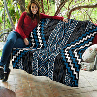 Azure Tukutuku Pattern Aotearoa Quilt Niho Taniwha and Puhoro Motifs