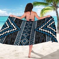 Azure Tukutuku Pattern Aotearoa Sarong Niho Taniwha and Puhoro Motifs