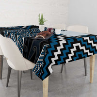 Azure Tukutuku Pattern Aotearoa Tablecloth Niho Taniwha and Puhoro Motifs LT7 - Polynesian Pride