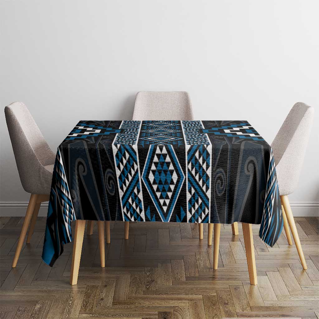 Azure Tukutuku Pattern Aotearoa Tablecloth Niho Taniwha and Puhoro Motifs LT7 - Polynesian Pride