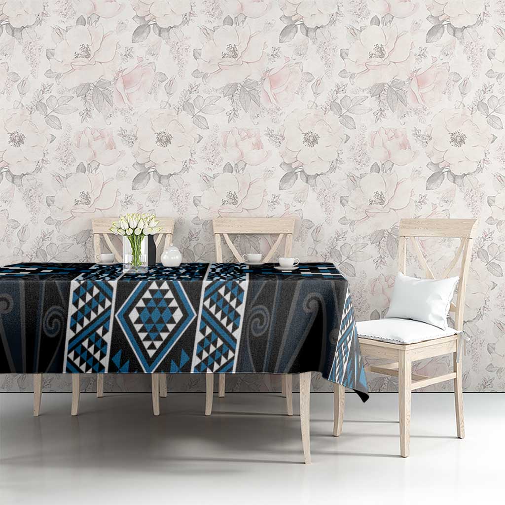 Azure Tukutuku Pattern Aotearoa Tablecloth Niho Taniwha and Puhoro Motifs LT7 - Polynesian Pride