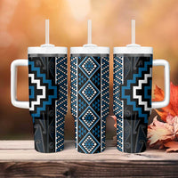 Azure Tukutuku Pattern Aotearoa Tumbler With Handle Niho Taniwha and Puhoro Motifs LT7 - Polynesian Pride