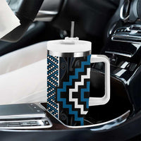 Azure Tukutuku Pattern Aotearoa Tumbler With Handle Niho Taniwha and Puhoro Motifs LT7 - Polynesian Pride