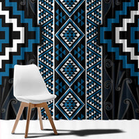 Azure Tukutuku Pattern Aotearoa Window Curtain Niho Taniwha and Puhoro Motifs LT7 - Polynesian Pride
