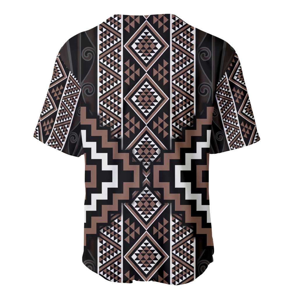 Classic Tukutuku Pattern Aotearoa Baseball Jersey Niho Taniwha and Puhoro Motifs