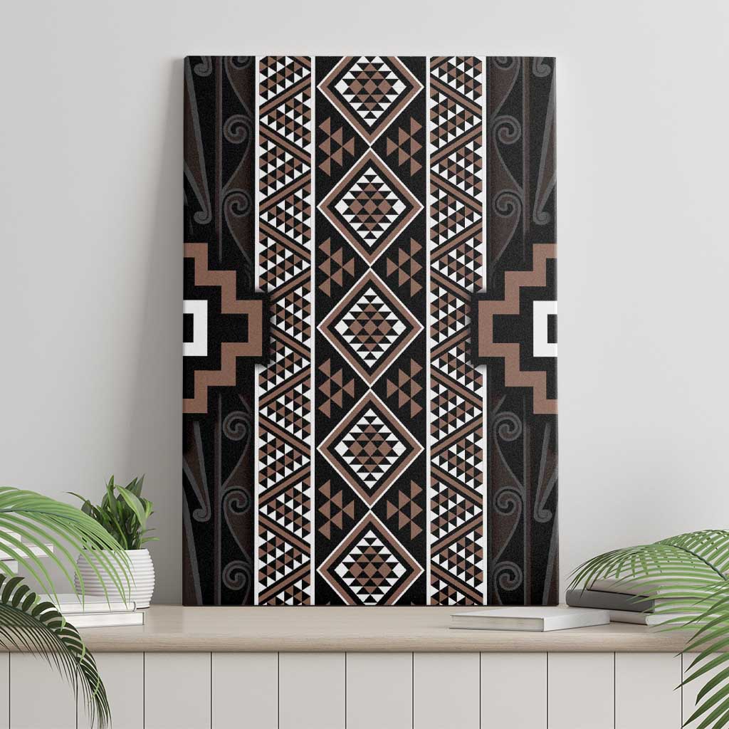 Classic Tukutuku Pattern Aotearoa Canvas Wall Art Niho Taniwha and Puhoro Motifs LT7 - Polynesian Pride