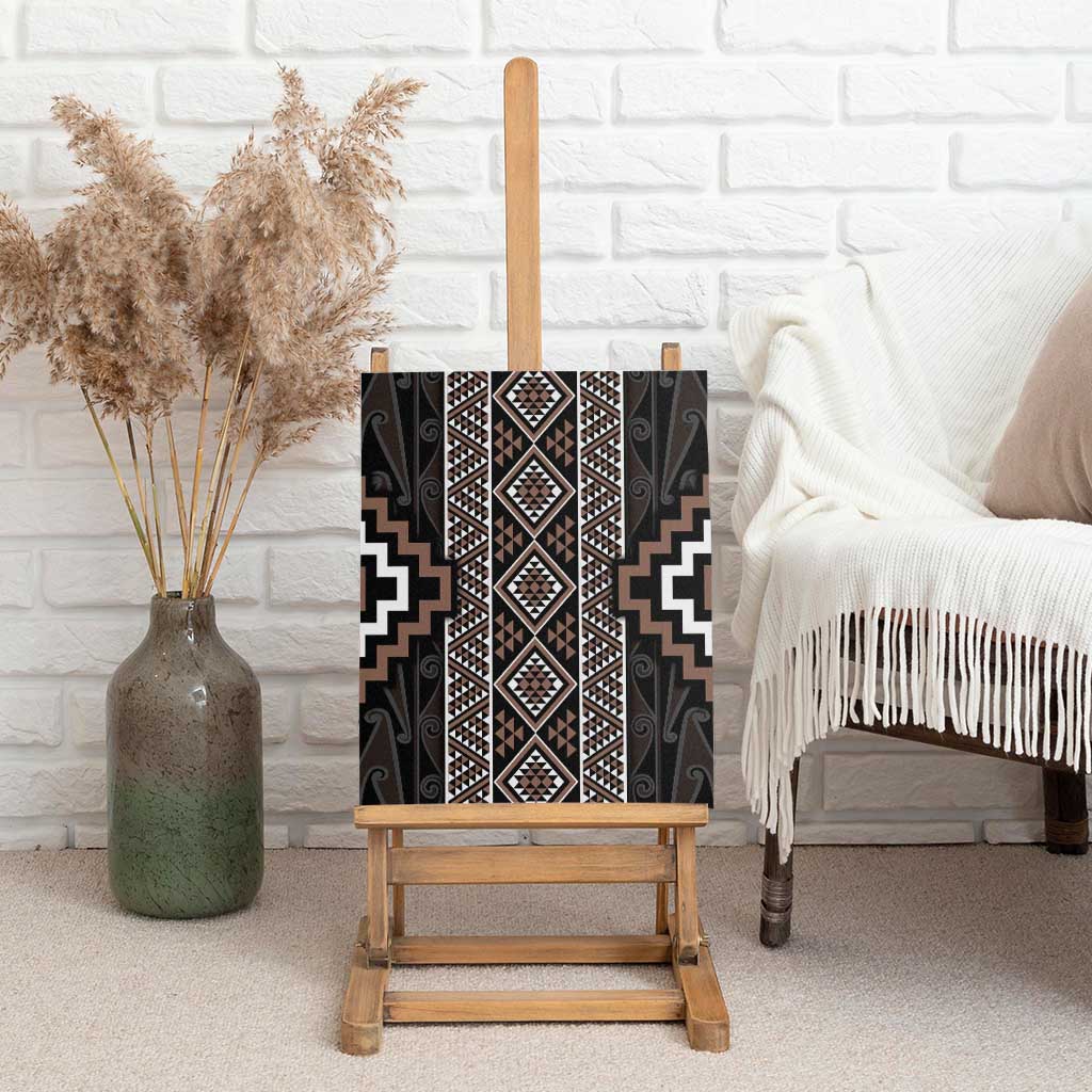 Classic Tukutuku Pattern Aotearoa Canvas Wall Art Niho Taniwha and Puhoro Motifs LT7 - Polynesian Pride