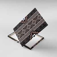 Classic Tukutuku Pattern Aotearoa Canvas Wall Art Niho Taniwha and Puhoro Motifs LT7 With Frame Brown - Polynesian Pride