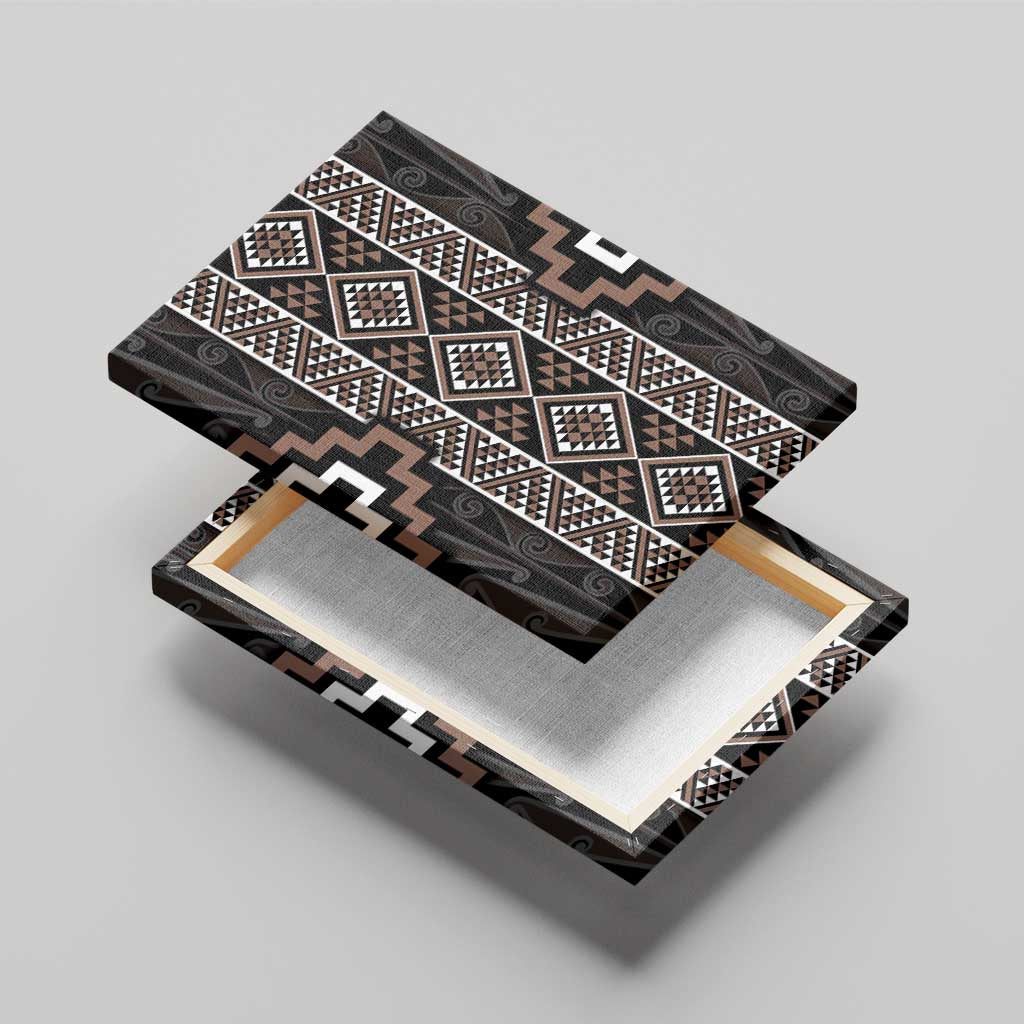 Classic Tukutuku Pattern Aotearoa Canvas Wall Art Niho Taniwha and Puhoro Motifs LT7 - Polynesian Pride