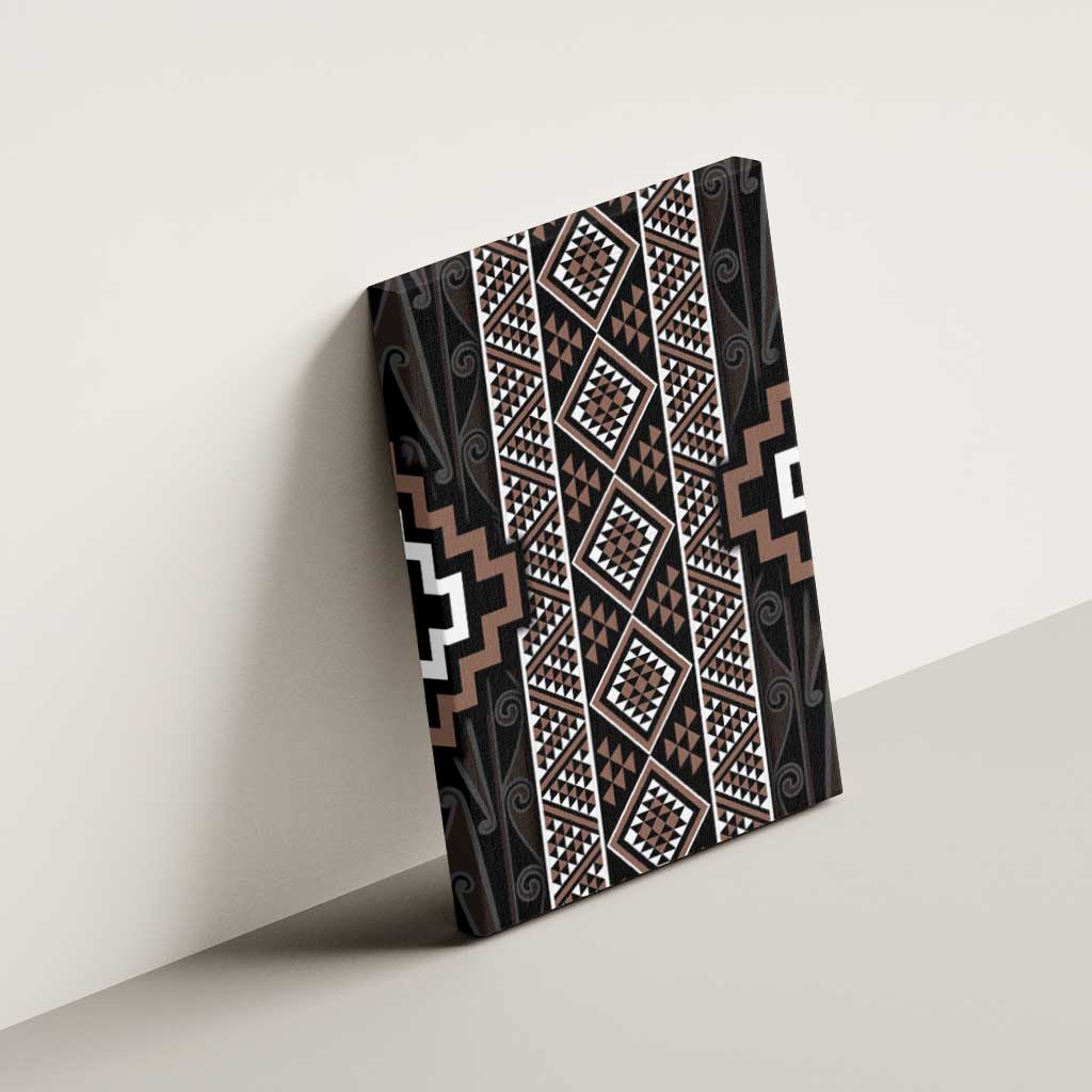 Classic Tukutuku Pattern Aotearoa Canvas Wall Art Niho Taniwha and Puhoro Motifs LT7 - Polynesian Pride