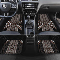 Classic Tukutuku Pattern Aotearoa Car Mats Niho Taniwha and Puhoro Motifs LT7 Set 4pcs Brown - Polynesian Pride