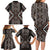 Classic Tukutuku Pattern Aotearoa Family Matching Long Sleeve Bodycon Dress and Hawaiian Shirt Niho Taniwha and Puhoro Motifs