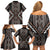 Classic Tukutuku Pattern Aotearoa Family Matching Off Shoulder Short Dress and Hawaiian Shirt Niho Taniwha and Puhoro Motifs