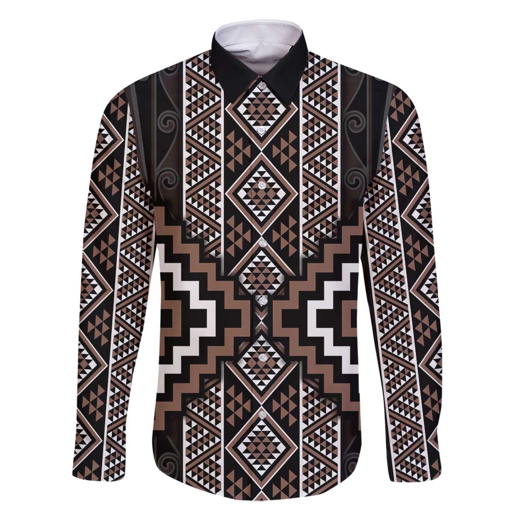 Classic Tukutuku Pattern Aotearoa Family Matching Summer Maxi Dress and Hawaiian Shirt Niho Taniwha and Puhoro Motifs