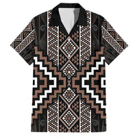 Classic Tukutuku Pattern Aotearoa Hawaiian Shirt Niho Taniwha and Puhoro Motifs LT7 Brown - Polynesian Pride