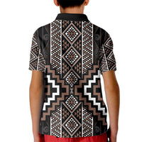 Classic Tukutuku Pattern Aotearoa Kid Polo Shirt Niho Taniwha and Puhoro Motifs
