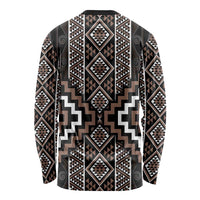 Classic Tukutuku Pattern Aotearoa Long Sleeve Shirt Niho Taniwha and Puhoro Motifs LT7 - Polynesian Pride