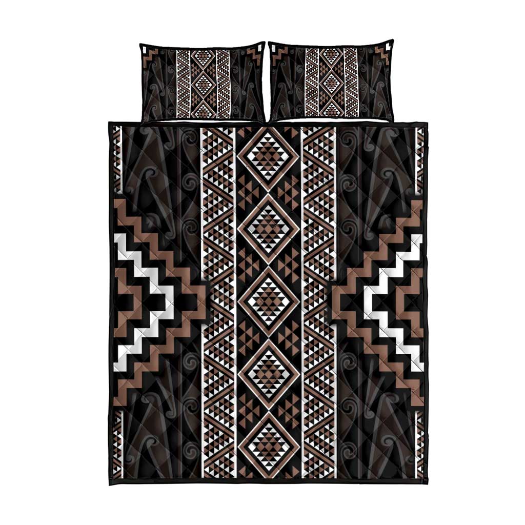 Classic Tukutuku Pattern Aotearoa Quilt Bed Set Niho Taniwha and Puhoro Motifs LT7 - Polynesian Pride