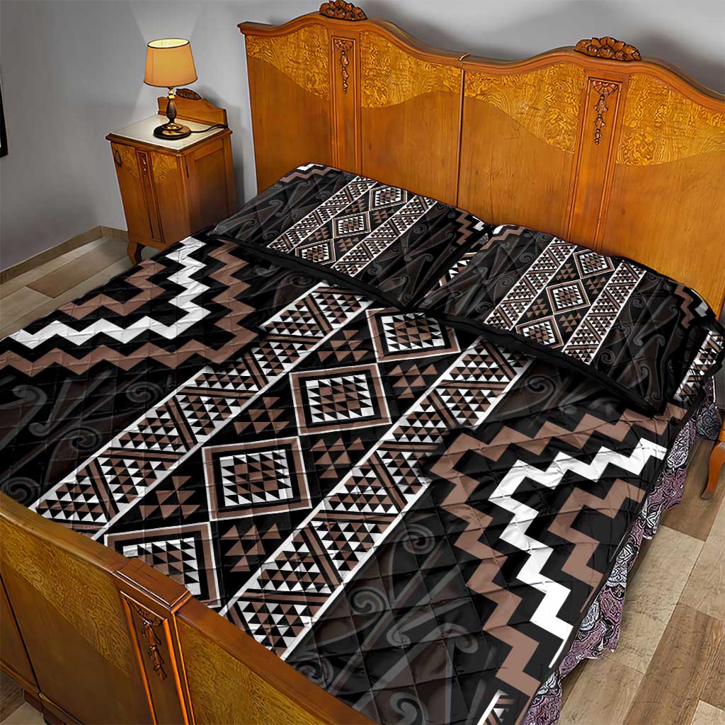 Classic Tukutuku Pattern Aotearoa Quilt Bed Set Niho Taniwha and Puhoro Motifs LT7 - Polynesian Pride