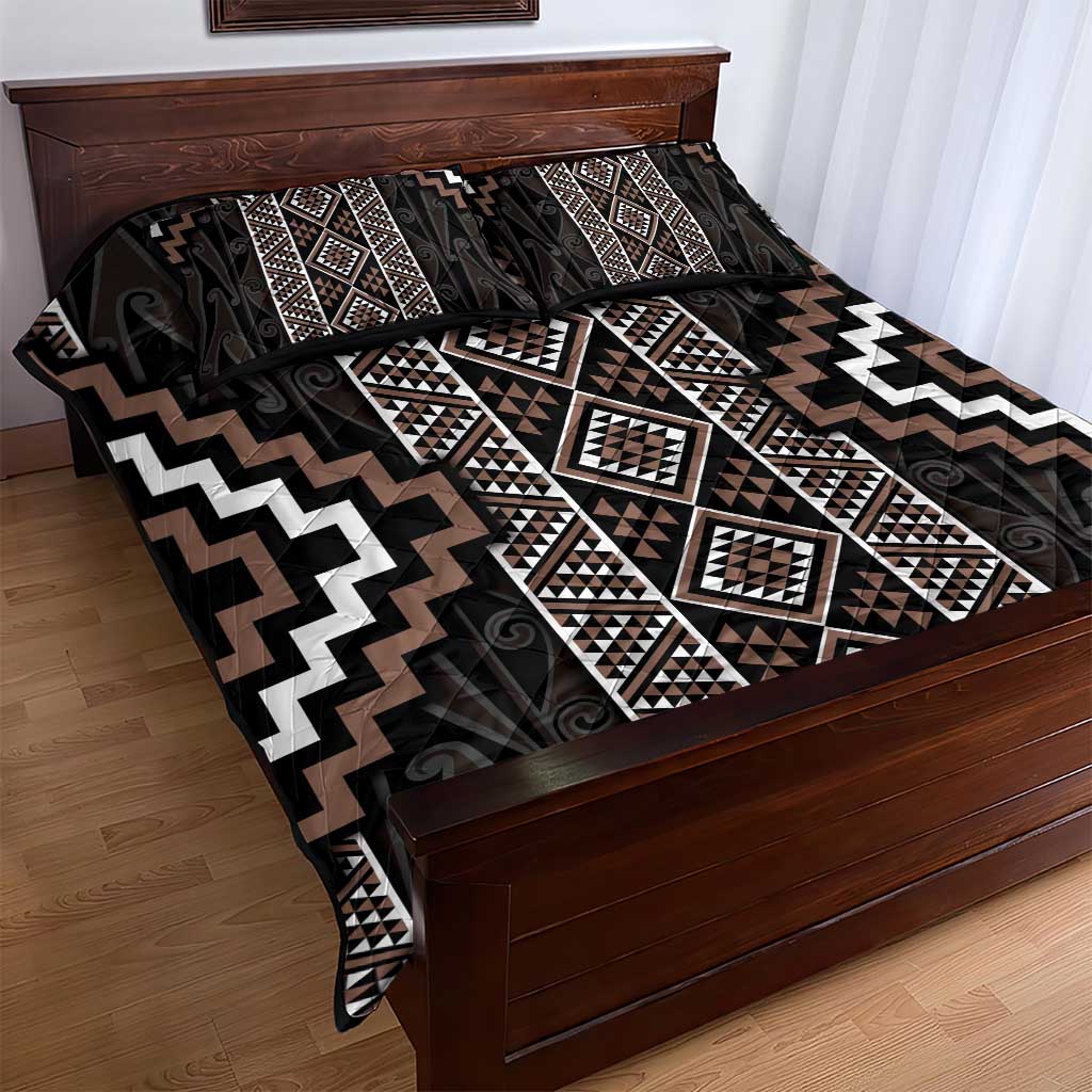 Classic Tukutuku Pattern Aotearoa Quilt Bed Set Niho Taniwha and Puhoro Motifs LT7 - Polynesian Pride