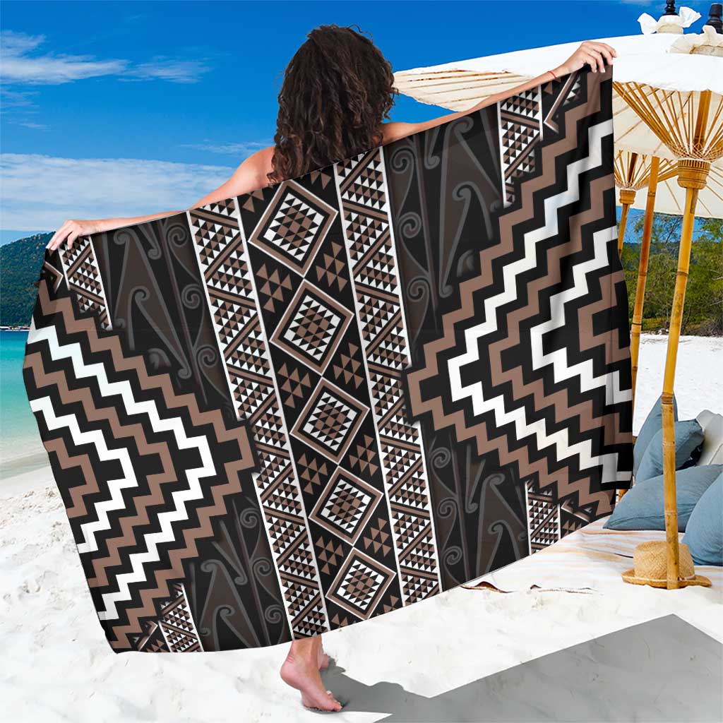 Classic Tukutuku Pattern Aotearoa Sarong Niho Taniwha and Puhoro Motifs