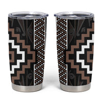 Classic Tukutuku Pattern Aotearoa Tumbler Cup Niho Taniwha and Puhoro Motifs LT7 Brown - Polynesian Pride
