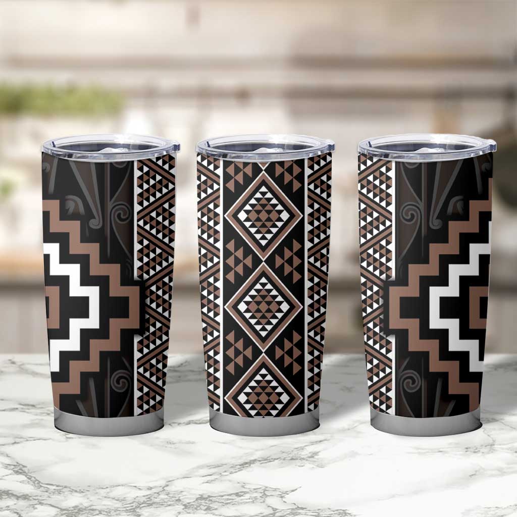 Classic Tukutuku Pattern Aotearoa Tumbler Cup Niho Taniwha and Puhoro Motifs LT7 - Polynesian Pride