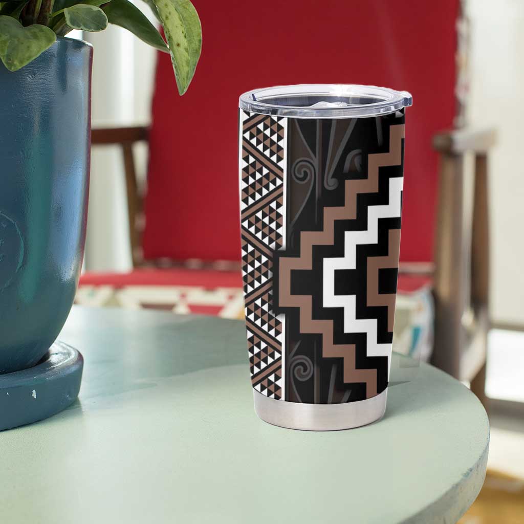 Classic Tukutuku Pattern Aotearoa Tumbler Cup Niho Taniwha and Puhoro Motifs LT7 - Polynesian Pride
