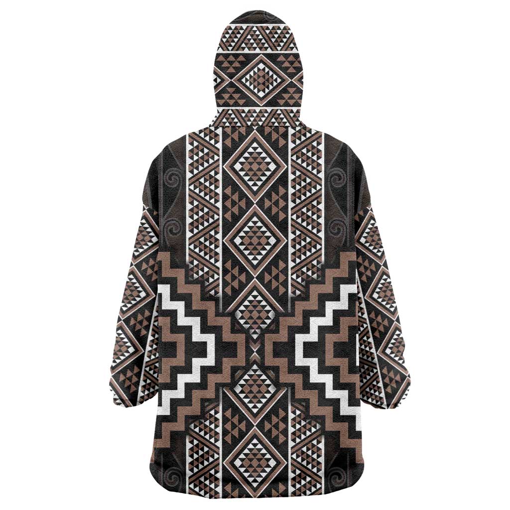 Classic Tukutuku Pattern Aotearoa Wearable Blanket Hoodie Niho Taniwha and Puhoro Motifs LT7 - Polynesian Pride