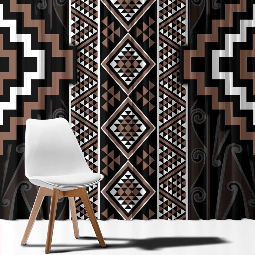Classic Tukutuku Pattern Aotearoa Window Curtain Niho Taniwha and Puhoro Motifs LT7 - Polynesian Pride