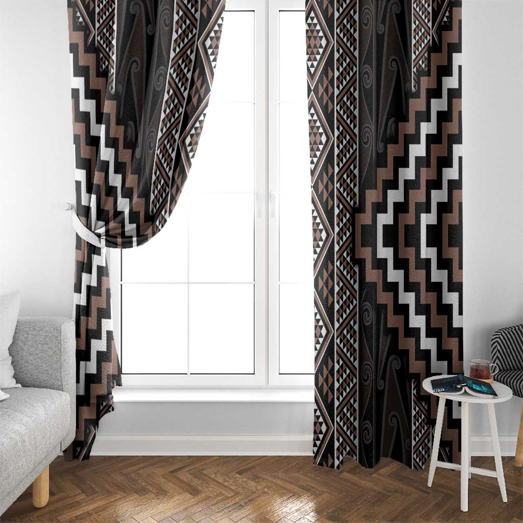 Classic Tukutuku Pattern Aotearoa Window Curtain Niho Taniwha and Puhoro Motifs LT7 - Polynesian Pride
