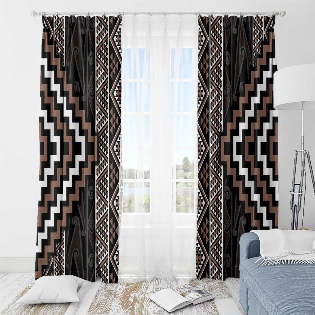 Classic Tukutuku Pattern Aotearoa Window Curtain Niho Taniwha and Puhoro Motifs LT7 - Polynesian Pride