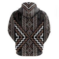 Classic Tukutuku Pattern Aotearoa Zip Hoodie Niho Taniwha and Puhoro Motifs
