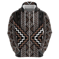 Classic Tukutuku Pattern Aotearoa Zip Hoodie Niho Taniwha and Puhoro Motifs