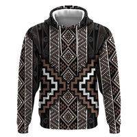 Classic Tukutuku Pattern Aotearoa Zip Hoodie Niho Taniwha and Puhoro Motifs