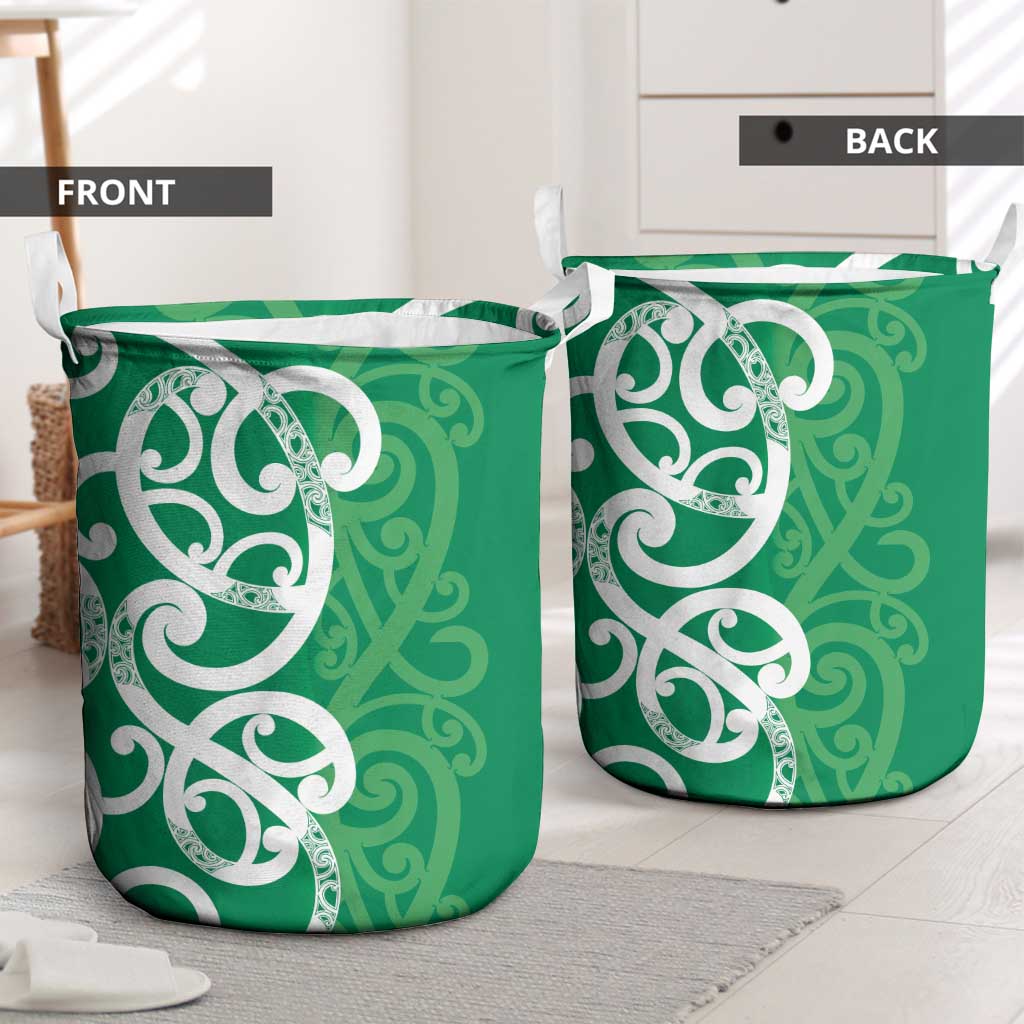 Pounamu Green Maori Laundry Basket Koru Kowhaiwhai LT7 - Polynesian Pride