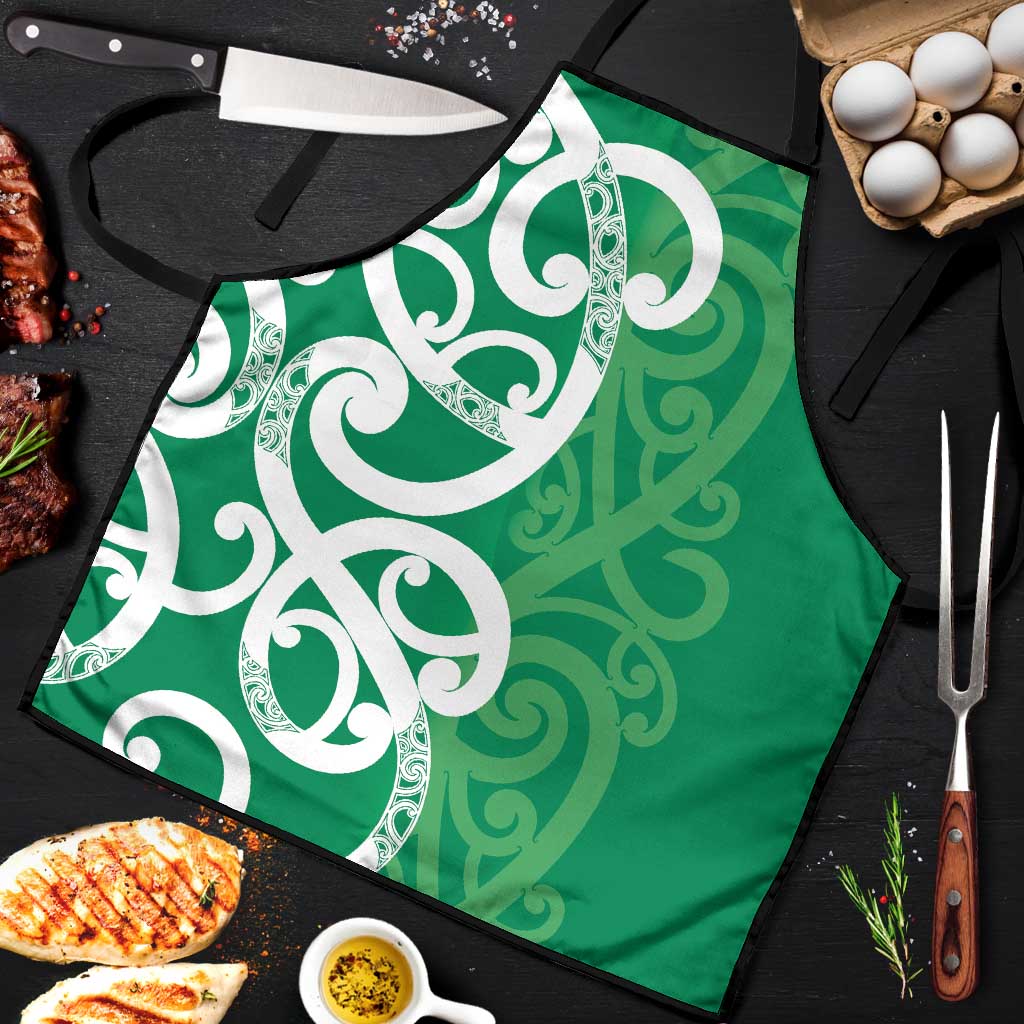 Pounamu Green Maori Apron Koru Kowhaiwhai LT7 Green - Polynesian Pride