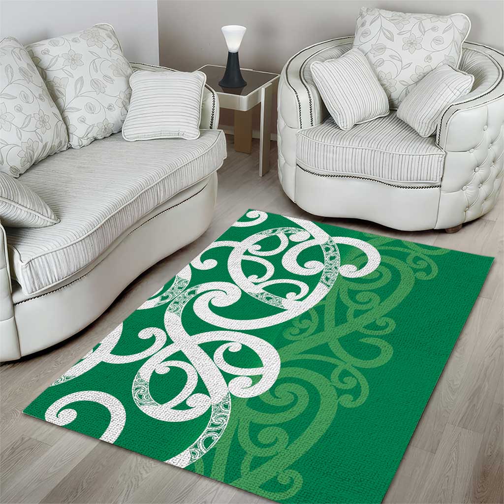 Pounamu Green Maori Area Rug Koru Kowhaiwhai - Polynesian Pride