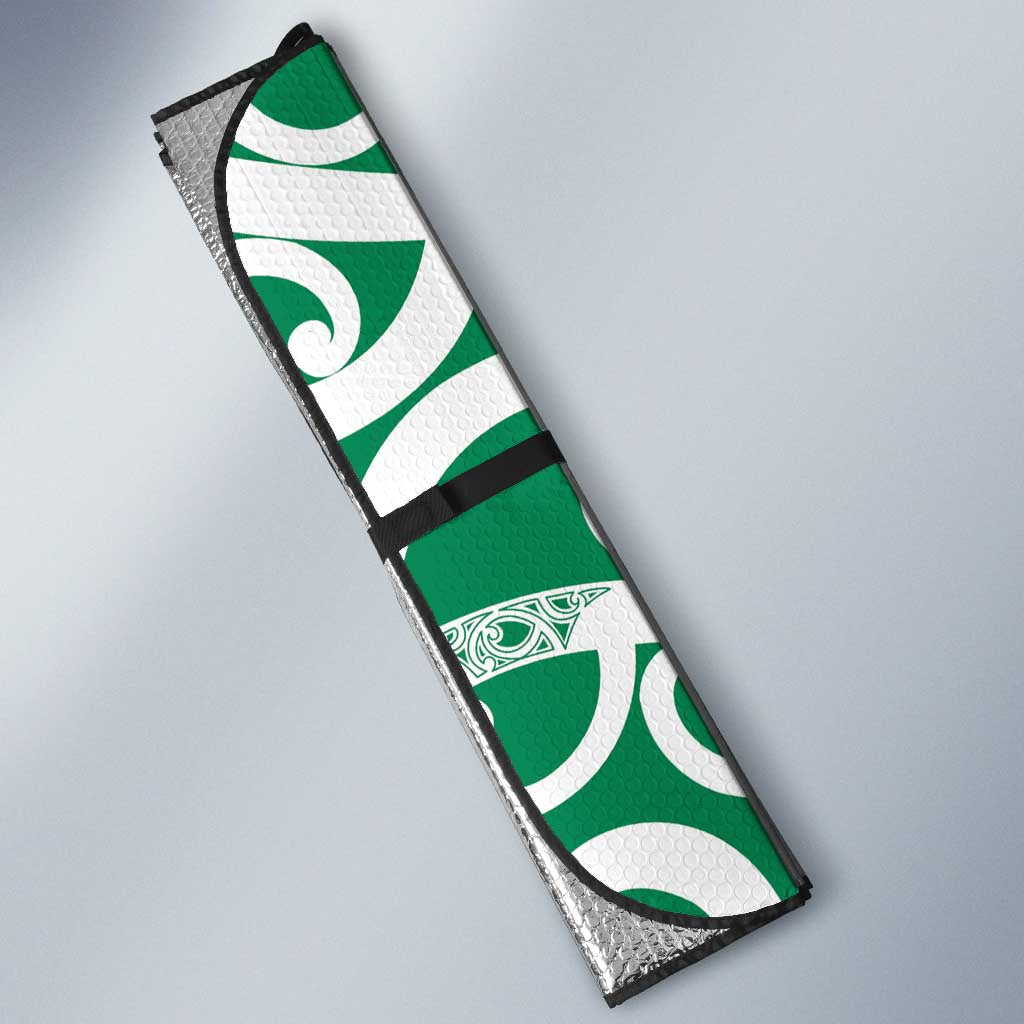 Pounamu Green Maori Auto Sun Shade Koru Kowhaiwhai LT7 - Polynesian Pride