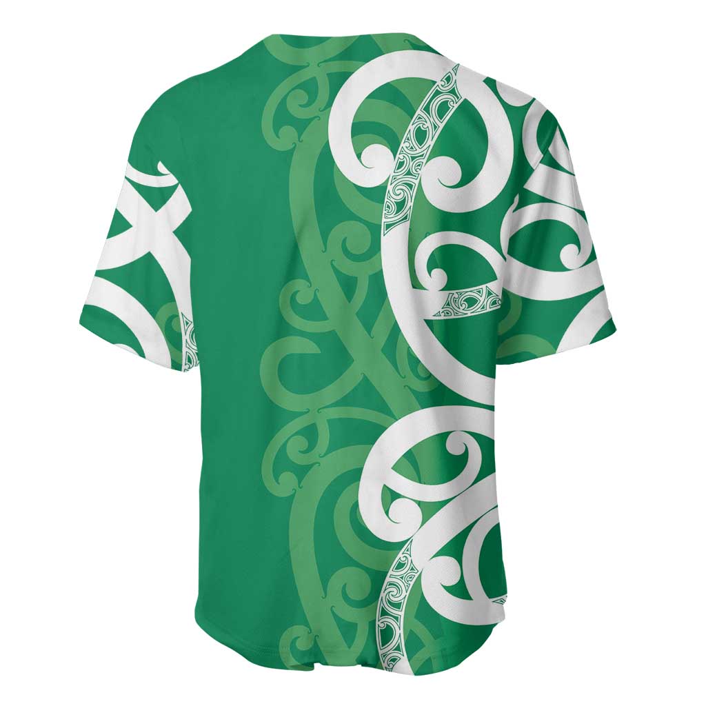 Pounamu Green Maori Baseball Jersey Koru Kowhaiwhai LT7 - Polynesian Pride