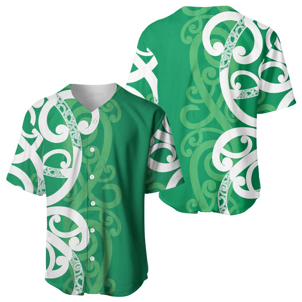 Pounamu Green Maori Baseball Jersey Koru Kowhaiwhai LT7 - Polynesian Pride