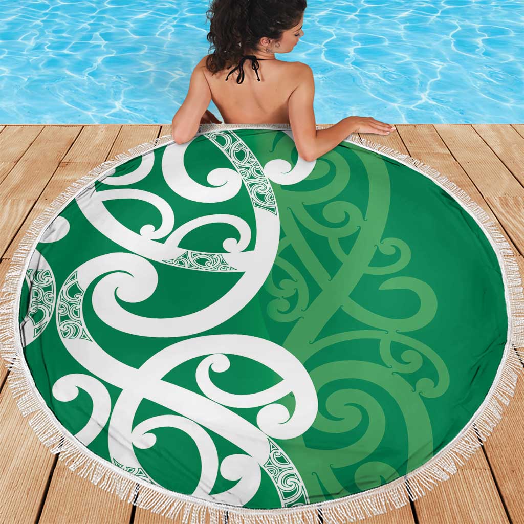 Pounamu Green Maori Beach Blanket Koru Kowhaiwhai LT7 - Polynesian Pride