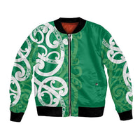 Pounamu Green Maori Bomber Jacket Koru Kowhaiwhai LT7 Unisex Green - Polynesian Pride
