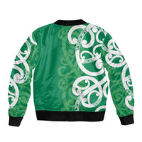 Pounamu Green Maori Bomber Jacket Koru Kowhaiwhai LT7 - Polynesian Pride