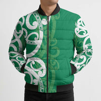 Pounamu Green Maori Bomber Puffer Jacket Koru Kowhaiwhai LT7 - Polynesian Pride