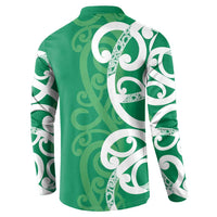 Pounamu Green Maori Button Sweatshirt Koru Kowhaiwhai LT7 - Polynesian Pride