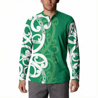 Pounamu Green Maori Button Sweatshirt Koru Kowhaiwhai LT7 - Polynesian Pride