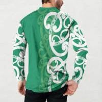 Pounamu Green Maori Button Sweatshirt Koru Kowhaiwhai LT7 - Polynesian Pride