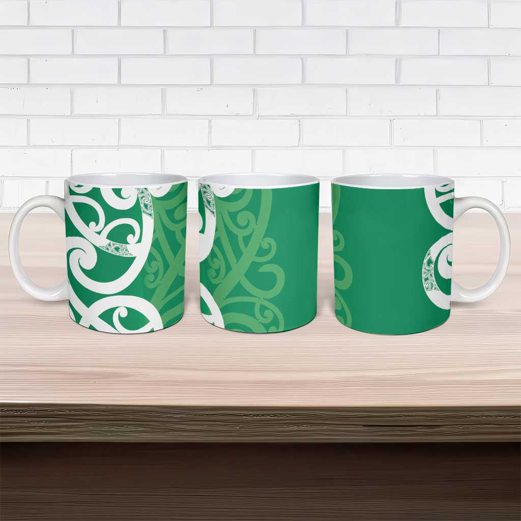 Pounamu Green Maori Ceramic Mug Koru Kowhaiwhai LT7 - Polynesian Pride